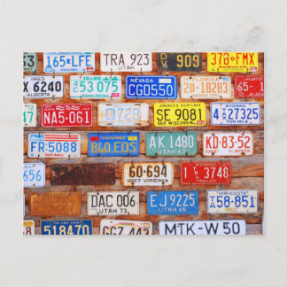 Briefkaart Roadtrip License Bord
