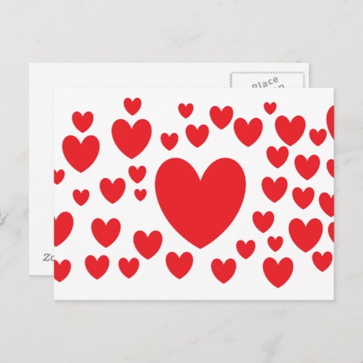 Briefkaart Rode harten (Voorkant / Achterkant)