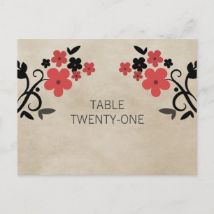 Briefkaart Rode zoete Floral Table Number