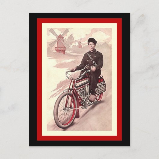 Briefkaart rond de M-M-motorfiets over de hele wer (Voorkant)