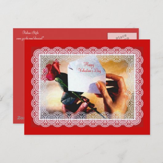 Briefkaart Roos valentijns (Voorkant / Achterkant)