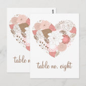 Briefkaart roze en bruine hartbloemen (Voorkant / Achterkant)