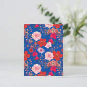 Briefkaart Roze en Rode Bloemen (Staand voorkant)