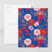 Briefkaart Roze en Rode Bloemen (Voorkant / Achterkant)