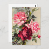 Briefkaart roze en rode rozen (Voorkant / Achterkant)