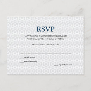 BRIEFKAART RSVP   Fijne patroon bar/bat mitswa