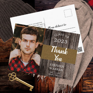 Briefkaart Rugged Woodsy Photo Graduation Party