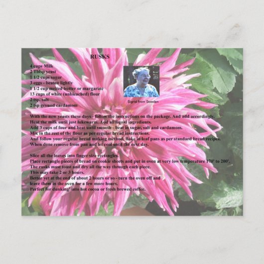 Briefkaart Rusks Recipe (Voorkant)