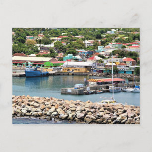 Briefkaart, Saint Kitts - Boats en gebouwen Briefkaart
