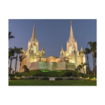 Briefkaart: San Diego LDS Temple Evening afbeeldin
