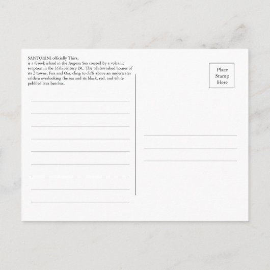 Briefkaart Santorini (Achterkant)