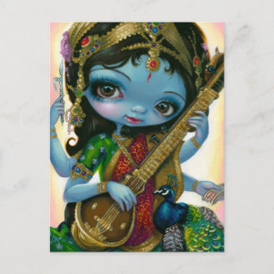 briefkaart "Saraswati Play Veena"