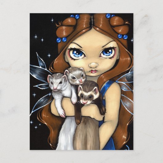 briefkaart "Schadelijk fretten" (Voorkant)