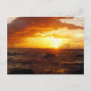 Briefkaart ~ Schilderen van de prachtige zonsonder