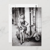  Briefkaart scooter | Oude scooter | Parijs (Voorkant / Achterkant)