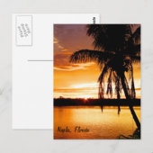 Briefkaart Silhouette Palm Tree, Oranje Sunset Sky (Voorkant / Achterkant)