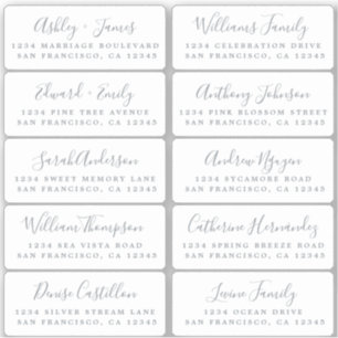 Briefkaart Silver Calligraphy Guest Adresetiketten Sticker