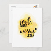 briefkaart "Smile More Worry Miness" (Voorkant / Achterkant)