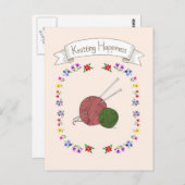 Briefkaart "Snitting Happiness" voor "Knitt Lover" (Voorkant / Achterkant)