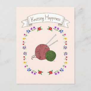 Briefkaart "Snitting Happiness" voor "Knitt Lover"