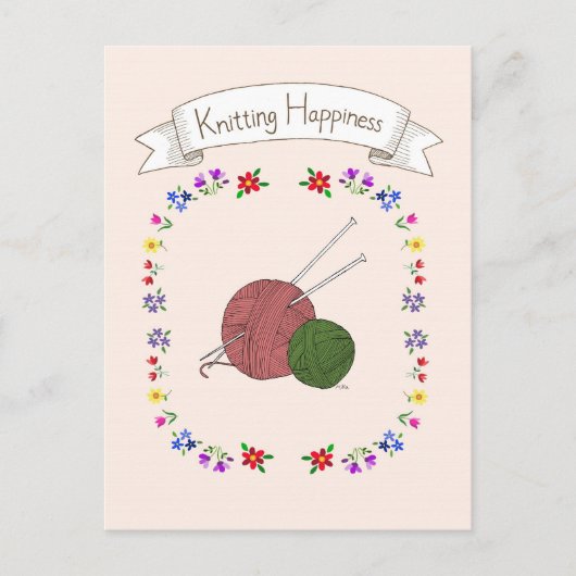 Briefkaart "Snitting Happiness" voor "Knitt Lover" (Voorkant)