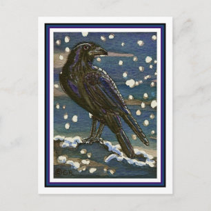 Briefkaart Snow Raven