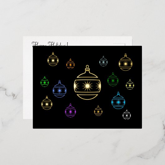 Briefkaart - Sparkeling Holiday Ornaments (Voorkant / Achterkant)