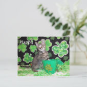 Briefkaart St. Patrick's Day van Patton - Kat / Ke (Staand voorkant)