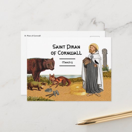 Briefkaart St. Piran of Cornwall (SAE 01) (Voorkant / Achterkant in situ)