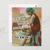 briefkaart  strandbabe (Voorkant / Achterkant)