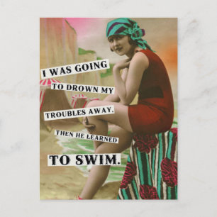 briefkaart  strandbabe