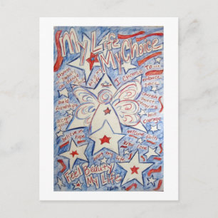 Briefkaart strips en stripes Angel