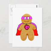 briefkaart superheld van rood en roze gingerbrood (Voorkant / Achterkant)