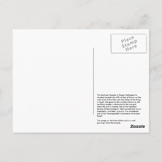 Briefkaart: Tempel van Koningin Hatshepsut Briefkaart (Achterkant)