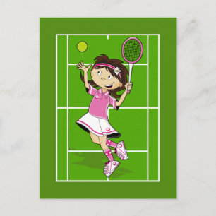 Briefkaart Tennis Girl