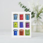 Briefkaart ter illustratie van kleurstofdeuren (Staand voorkant)