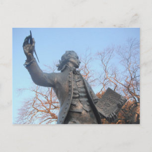 Briefkaart Thomas Paine Statue Holding RI's of Man