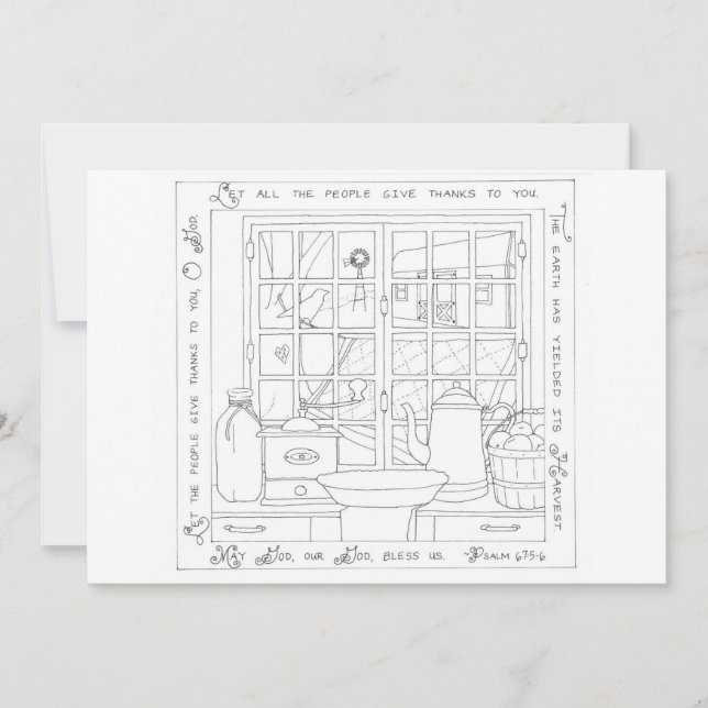 Briefkaart Thuiskleurboek oogsten (Voorkant)