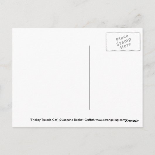 briefkaart "Tricksy Tuxedo Cat" (Achterkant)