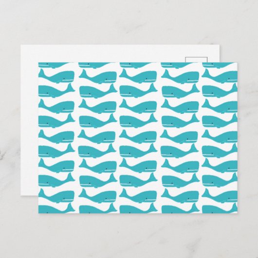 Briefkaart Turquoise Blue Whale Pattern (Voorkant / Achterkant)