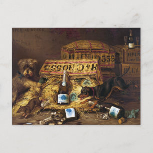 Briefkaart: Twee honden die op een muis jagen door Briefkaart