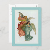 briefkaart "Twee kerstengelen" (Voorkant / Achterkant)