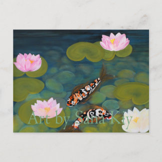 Briefkaart. Twee Koi Fish Briefkaart