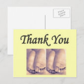 Briefkaart Twins Baby bedankt geel (Voorkant / Achterkant)