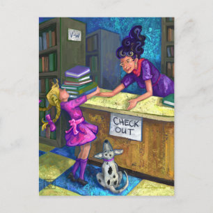 Briefkaart Uitchecken bibliotheek