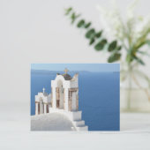 Briefkaart Uitzicht van de Santorini-kerk (Staand voorkant)