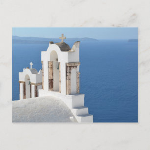Briefkaart Uitzicht van de Santorini-kerk