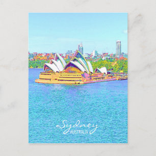 Briefkaart uitzicht van het Opera House Sydney Har