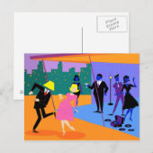 Briefkaart Urban Rooftop Party Retro (Voorkant / Achterkant)