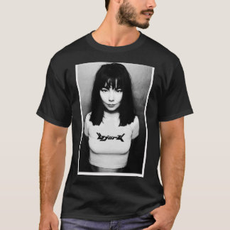 briefkaart van 90 s Black White Björk T-shirt